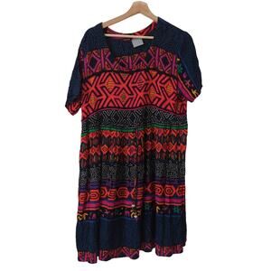 Rabbit Rabbit Rabbit Designs Womens Shirt Dress Lagenlook OS Colorful Funky
